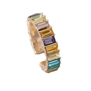 Gold and Colorful Rhinestone Cuff Ring